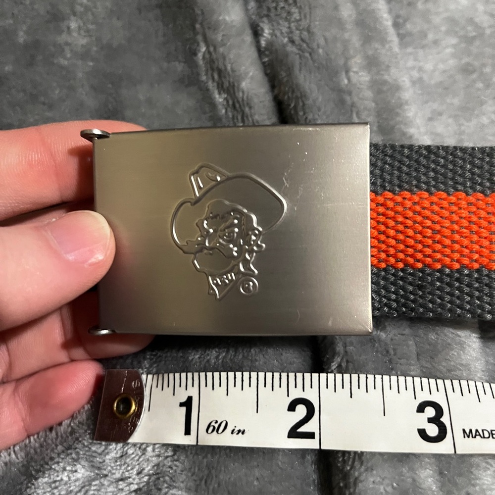 Oklahoma State Gray and Orange Belt with Cowboy Buckle